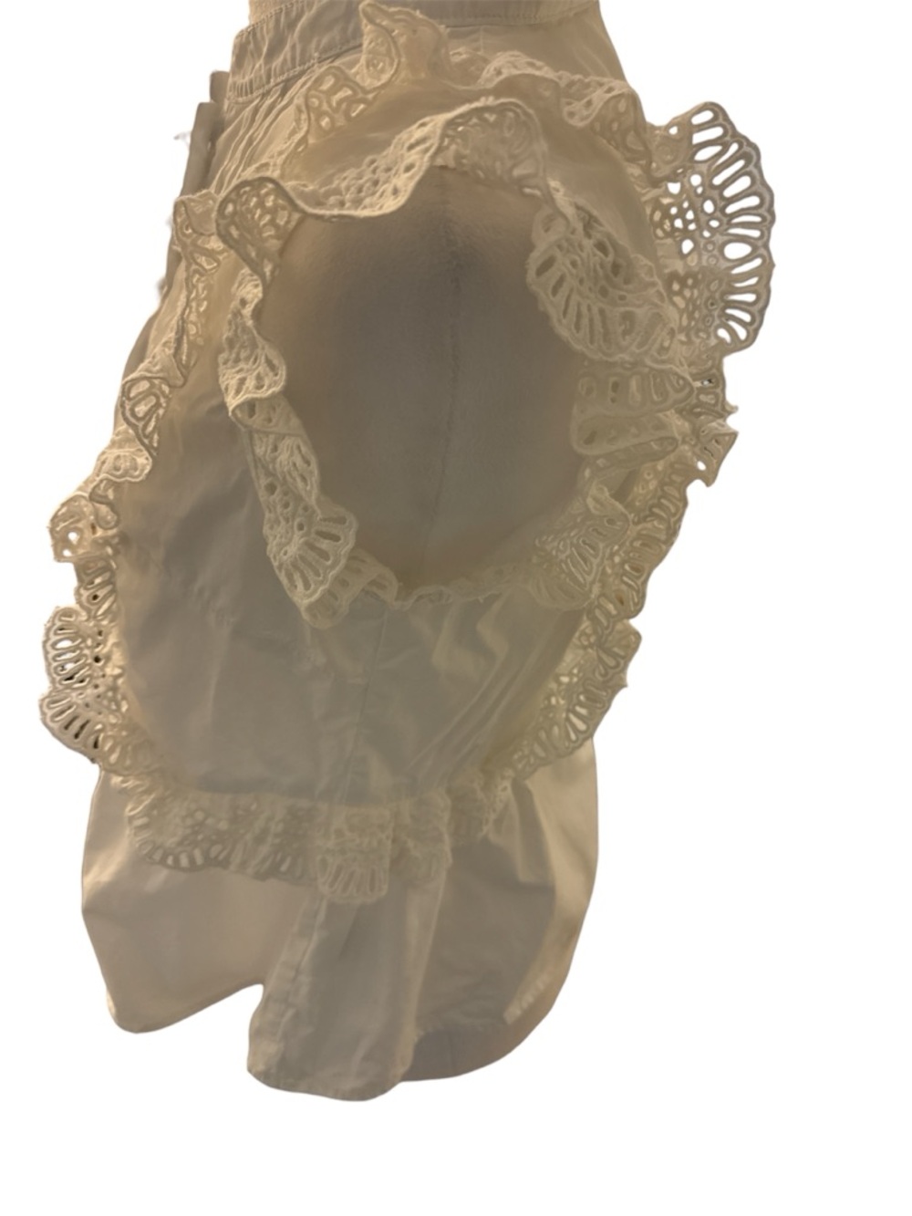 White Eyelet Ruffle Button-Front Pintuck Blouse - Picture 2 of 4
